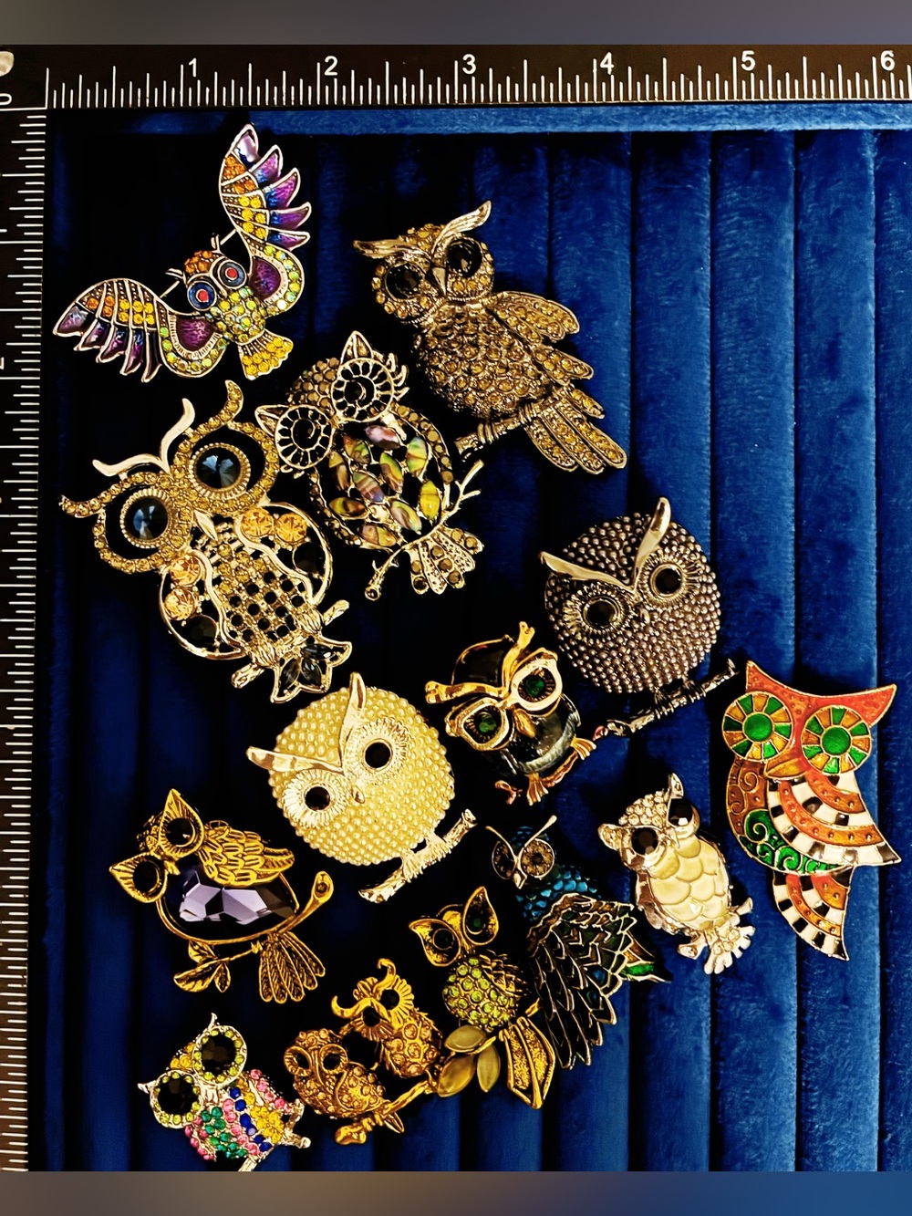 Gold-Tone Owl Brooch Pin - Multicolor Accents